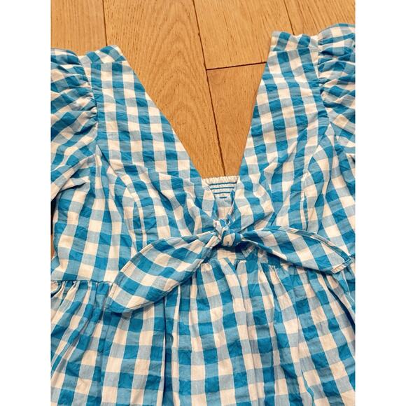 LILLY PULITZER NWT $138 Sarafina Short Sleeve Crinkle Gingham Blouse Top Size 4 - Picture 2 of 9